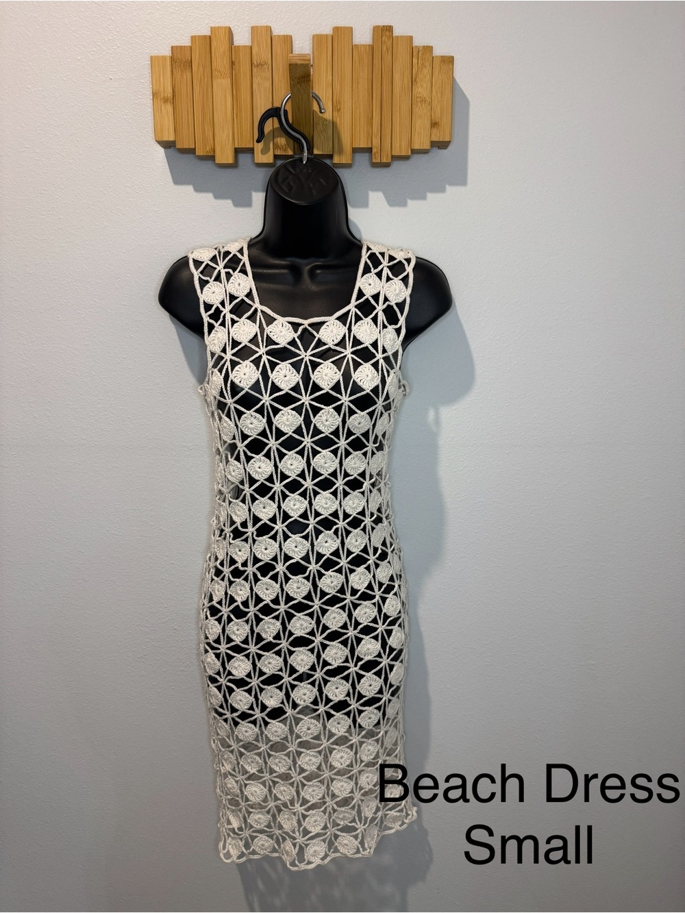 Women’s White Crochet Beach Cover-Up Dress - Small